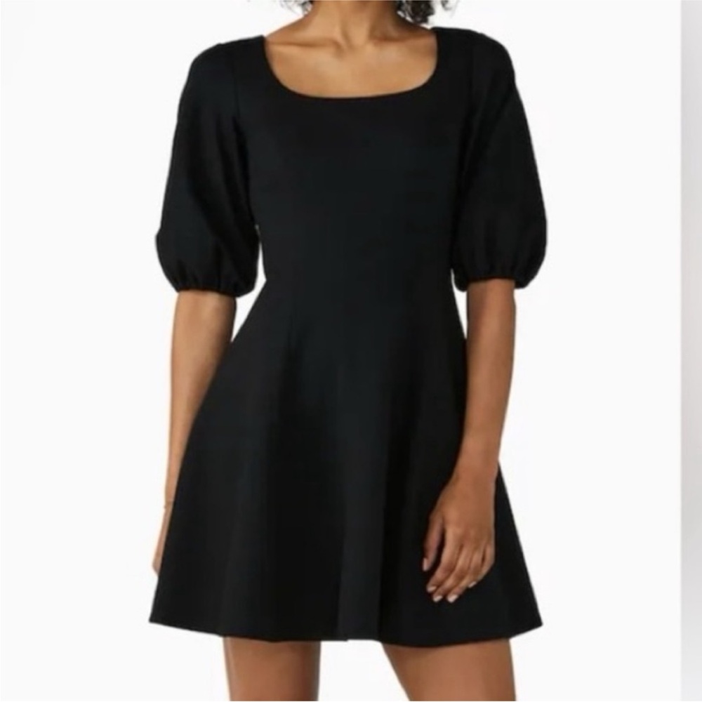 kate spade Black Scoop Neck Puff-Sleeve Mini Dress